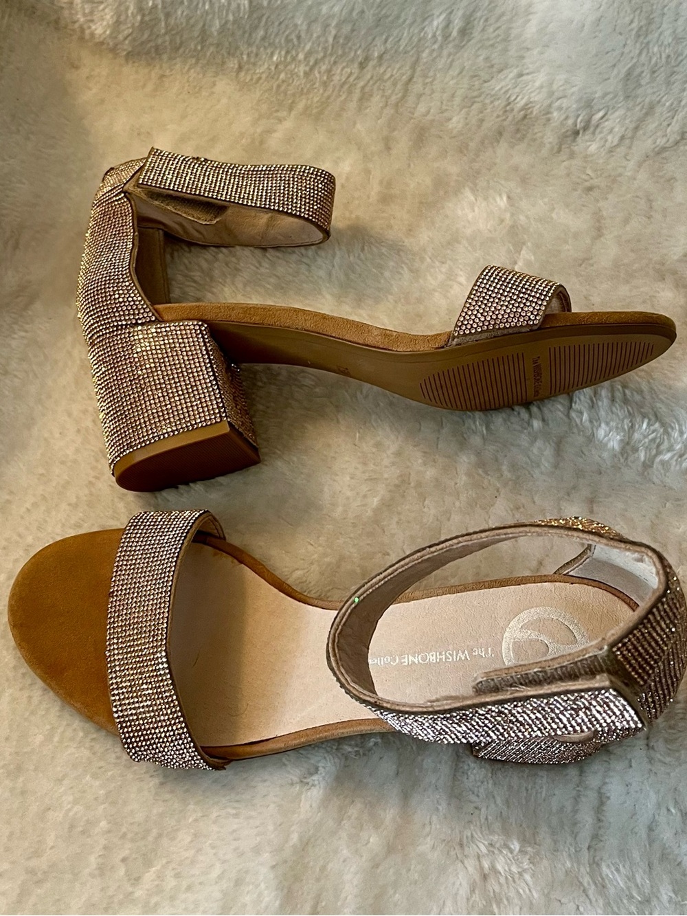 Elegant Addison Wishbone Collection Rose Gold Embellished Women's Sandals